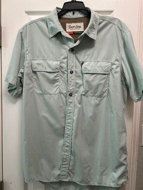 Duck Camp Men's Short-Sleeve Button-Down Shirt in Light Mint Size Large
